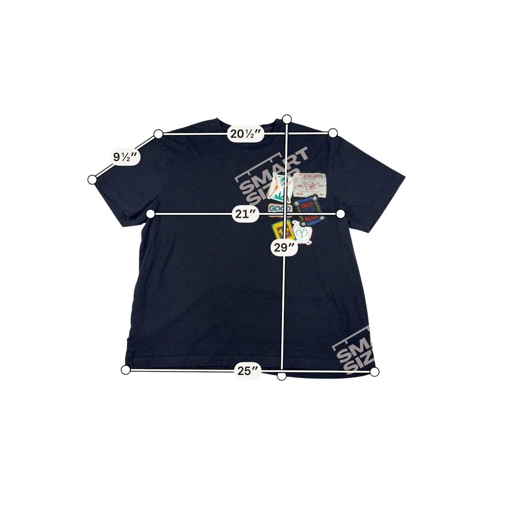 True Religion SS Resort Patch Tee Black Crewneck Graphic T-Shirt‎ 2XL